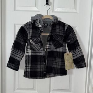 Flint Black and Gray Plaid Jacket with Hood kids M(5)